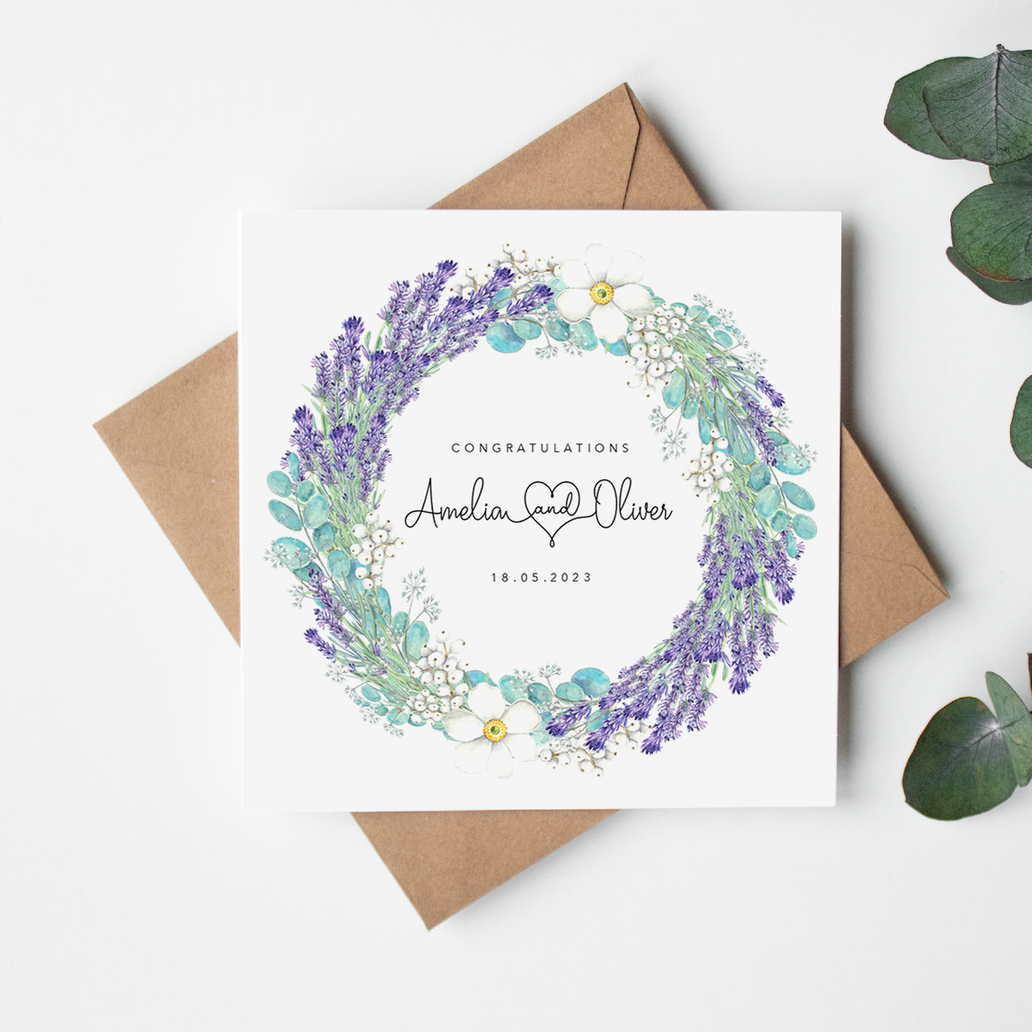 Lavender Personalised Wedding Card