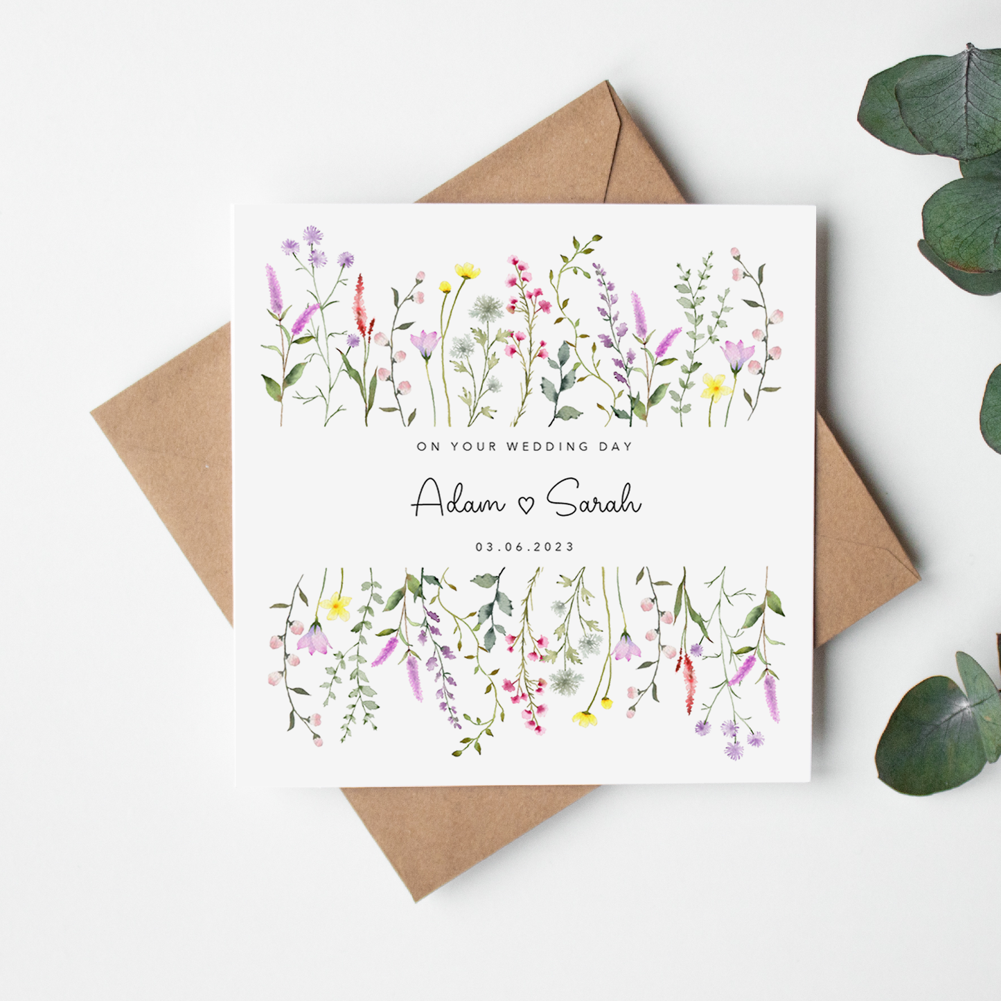 Wildflowers Personalised Wedding Card