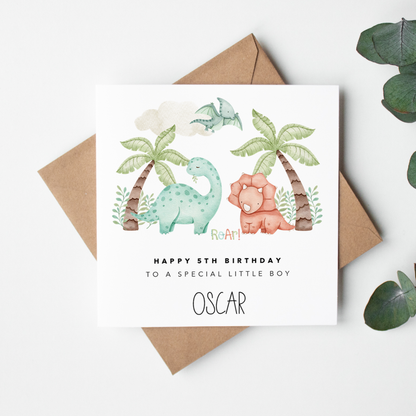 Dinosaur Personalised Birthday Card