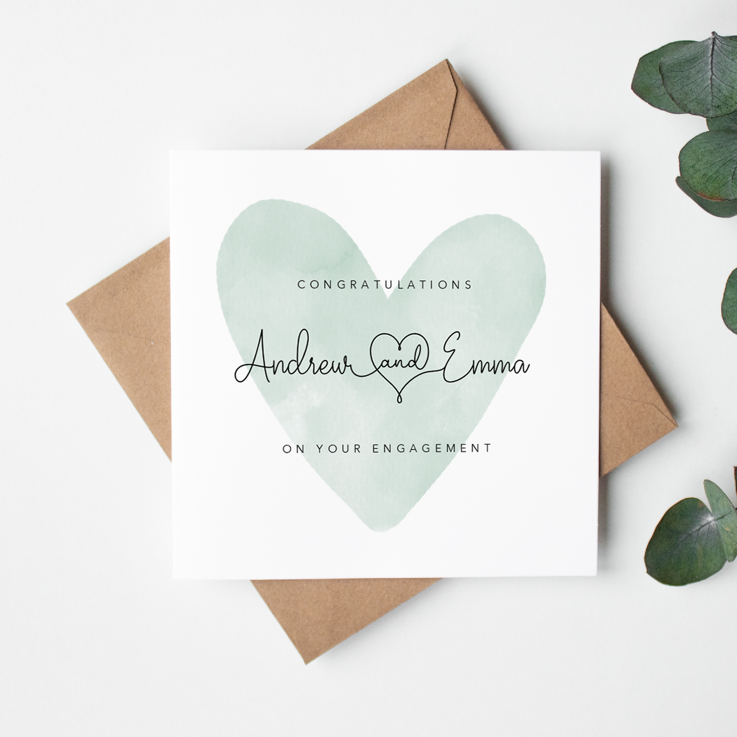 Sweet Love Engagement Card - Green