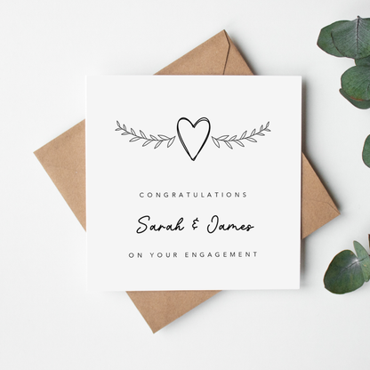 Simple Heart Branch Engagement Card