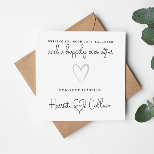 Love, Laughter, Happily Ever After Personalised Wedding Card