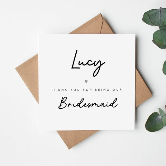 Thank You Bridesmaid Card - Personalised