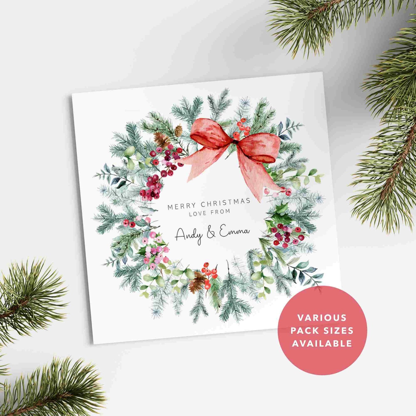 Christmas Wreath Pack of Christmas Cards
